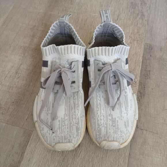 Adidas 6 Women's NMD_R1 Primeknit 'Grey Glitch Camo shoes EU37.5 UK4.5 - Picture 3 of 8